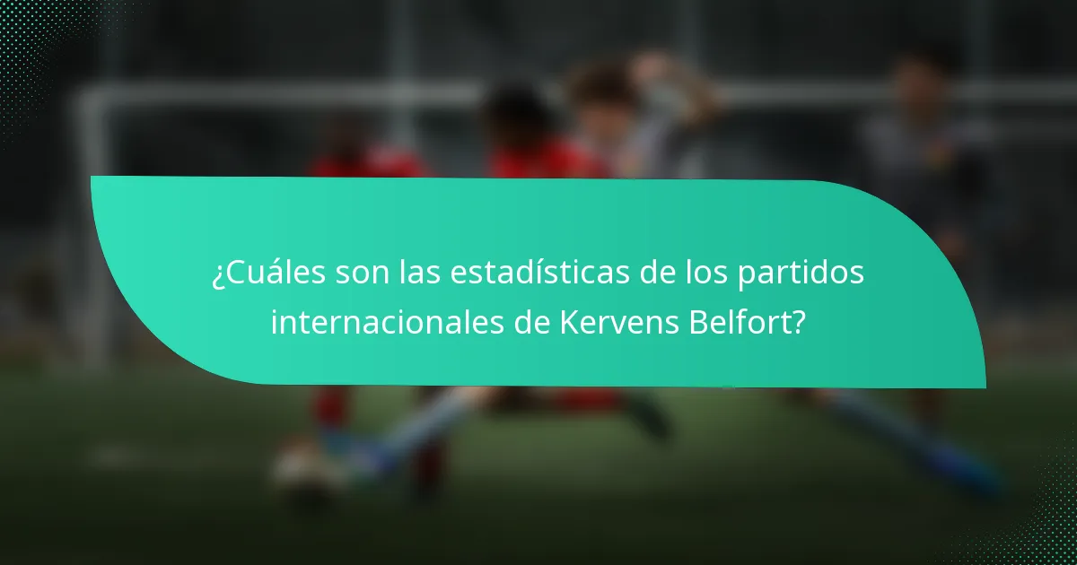 ¿Cuáles son las estadísticas de los partidos internacionales de Kervens Belfort?