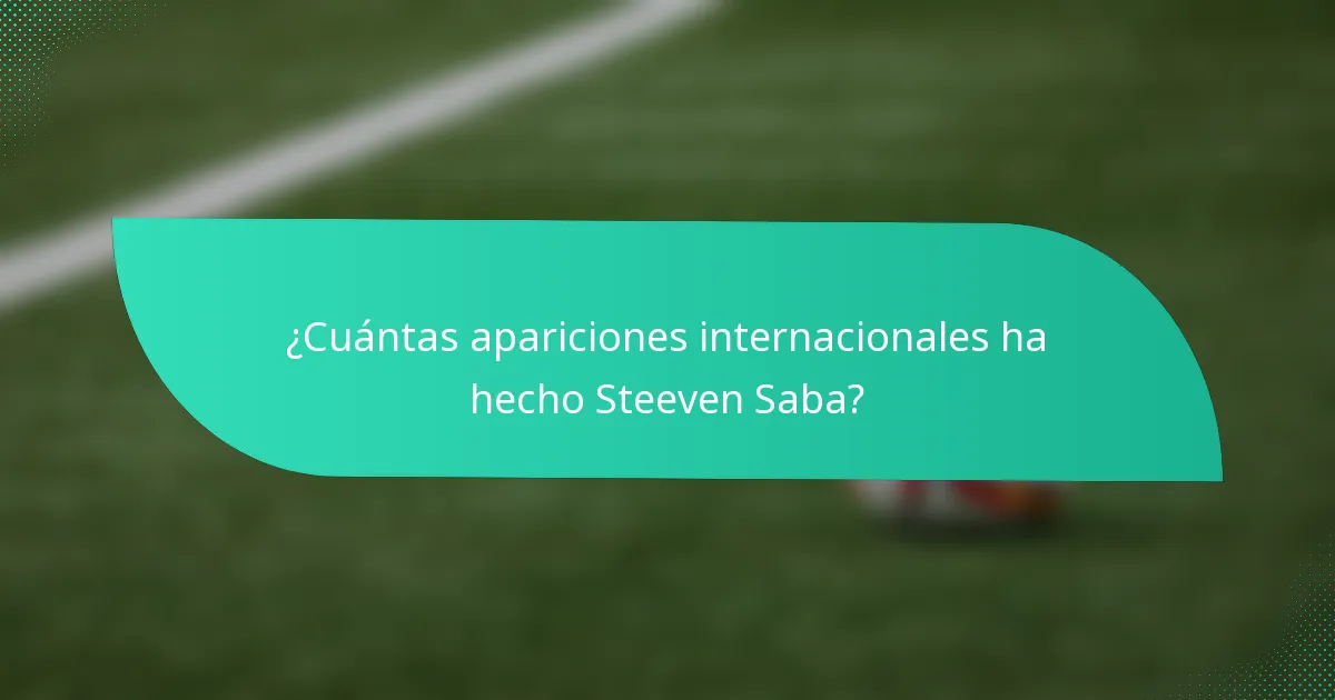 ¿Cuántas apariciones internacionales ha hecho Steeven Saba?